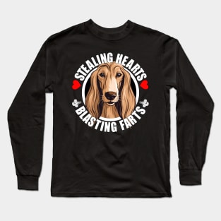 Funny Afghan Hound Stealing Hearts Blasting Farts Dog Cute Puppy Long Sleeve T-Shirt